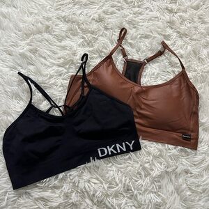 DKNY Black and Tan Sports Bra Duo